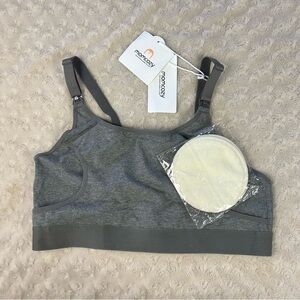 Momcozy Gray Nursing Bra & Pads Size Large